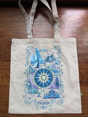 Disney Canvas Tote Bag with Blue, Teal, Purple Artwork